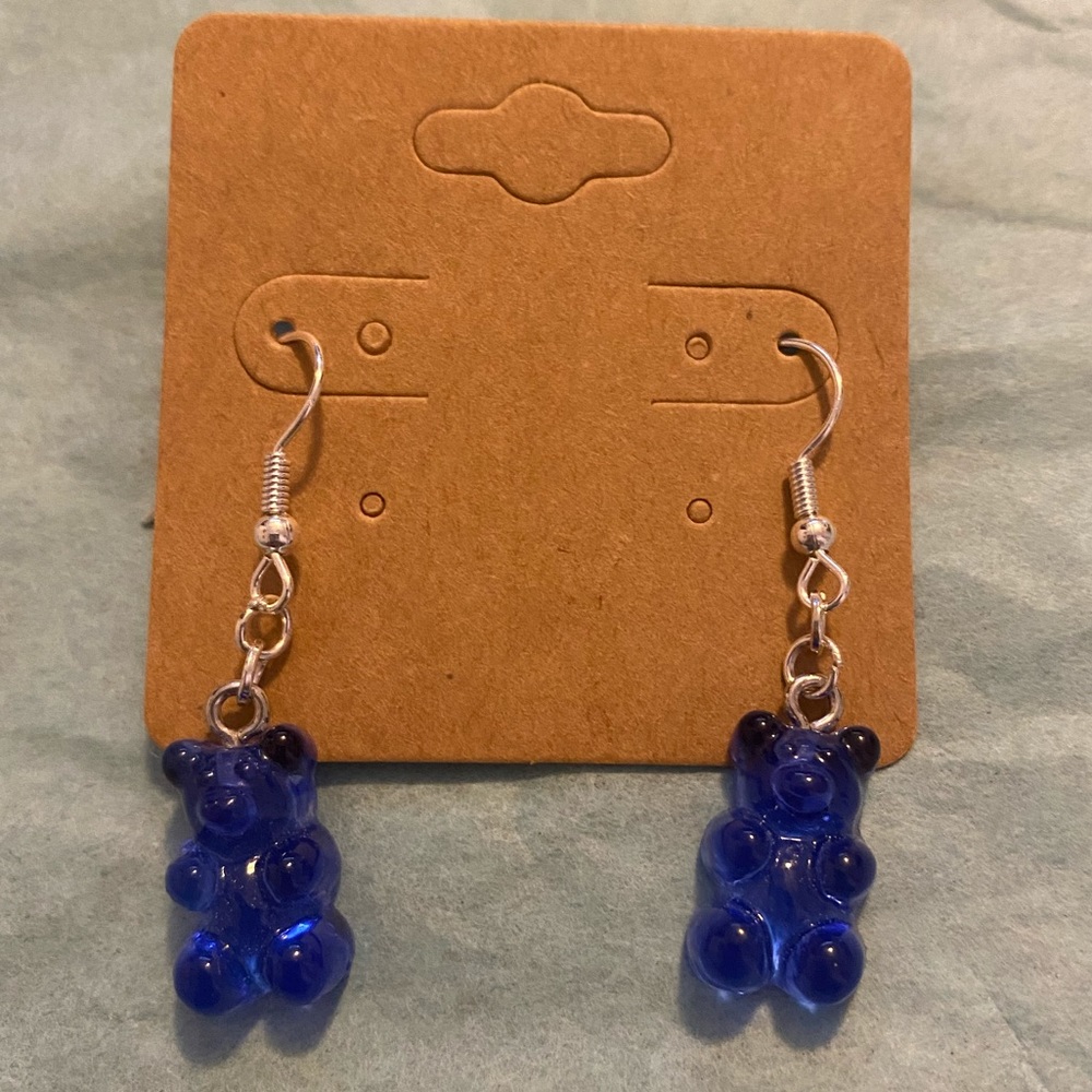 Blue gummy bear earrings